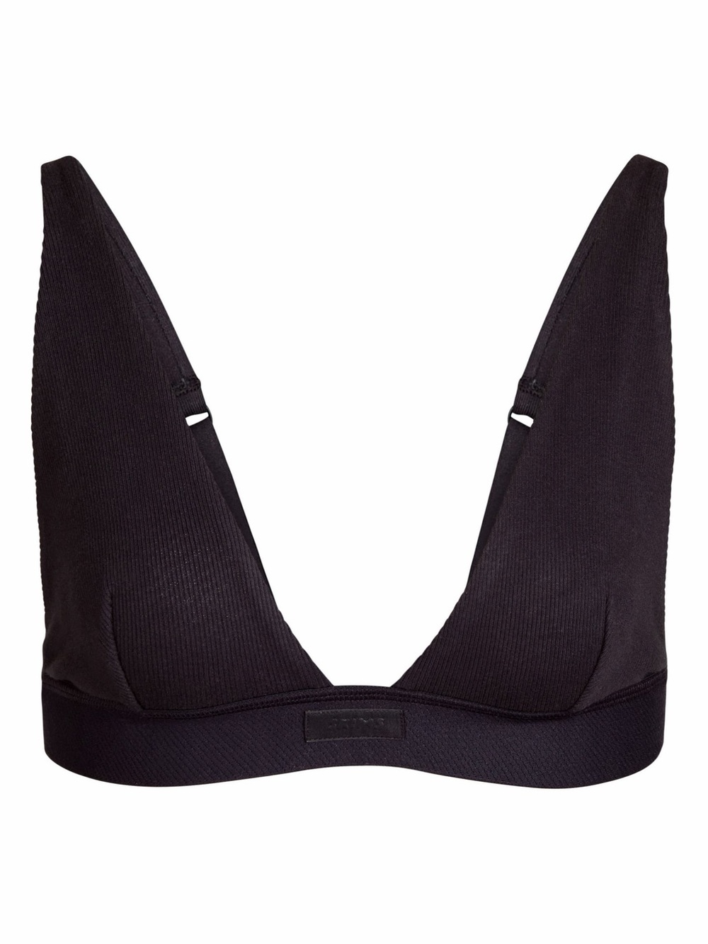 SKIMS Stretch Cotton Rib Plunge Bralette in Black, SZ S - Picture 4 of 9